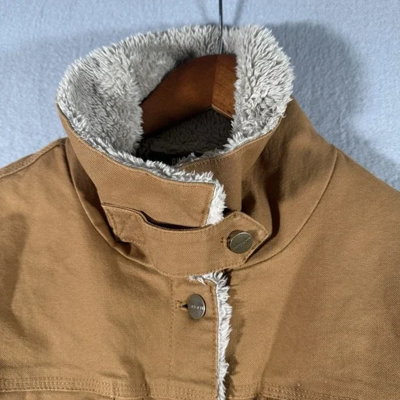 Carhartt Womens Rugged Flex Loose Fit Tan Canvas Sherpa Jacket Size Large - Picture 4 of 7